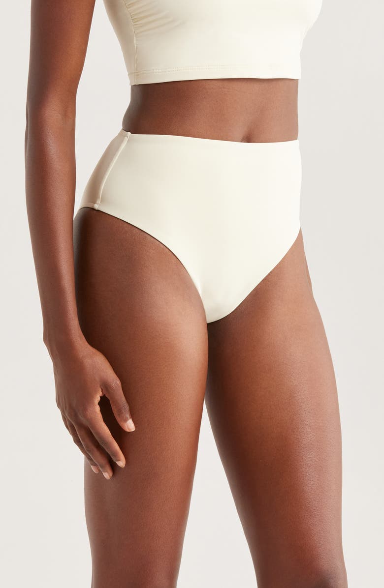 BONDI BORN Poppy High Waist Bikini Bottoms, Alternate, color, Porcelain