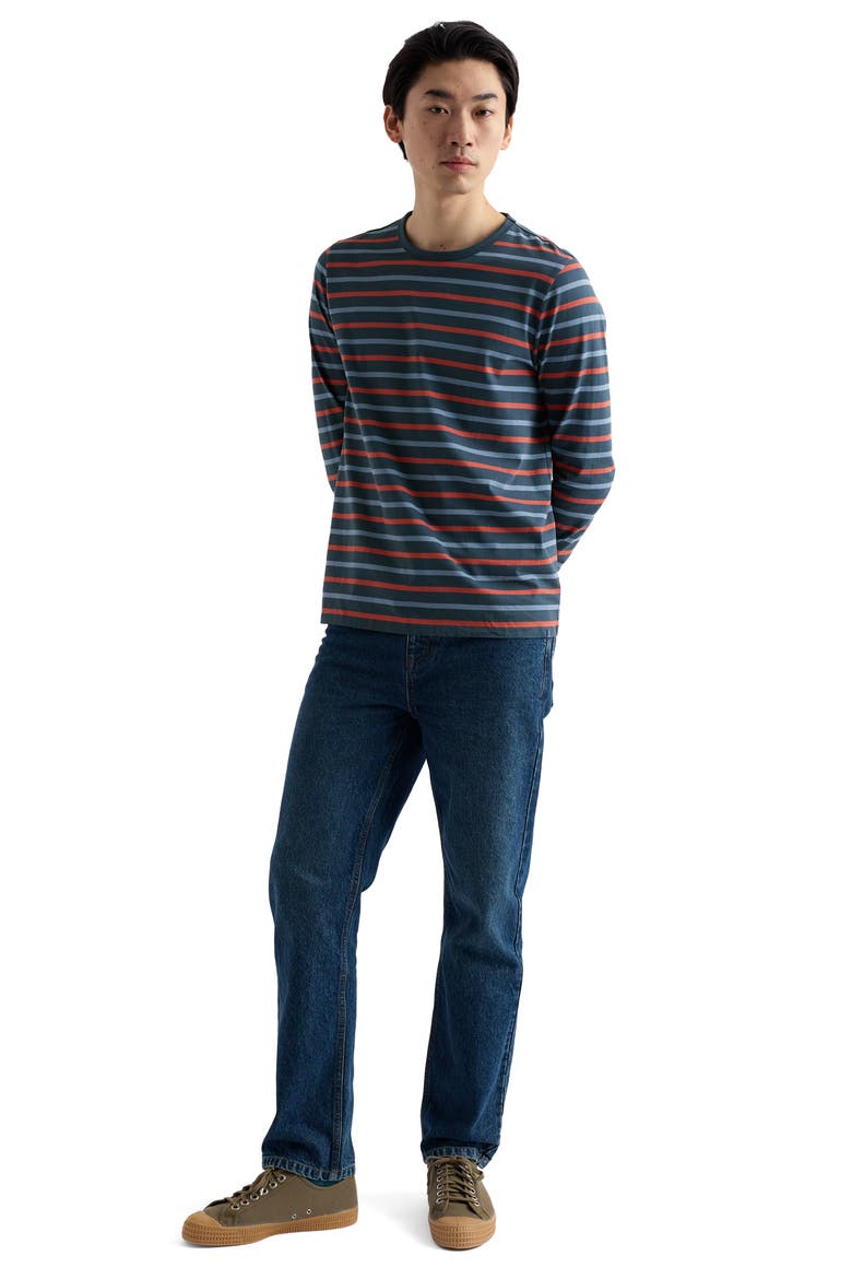 Sailor Stripe Long Sleeve Organic Cotton T-Shirt, Alternate, color, SEA STORM DUSTY COPPER