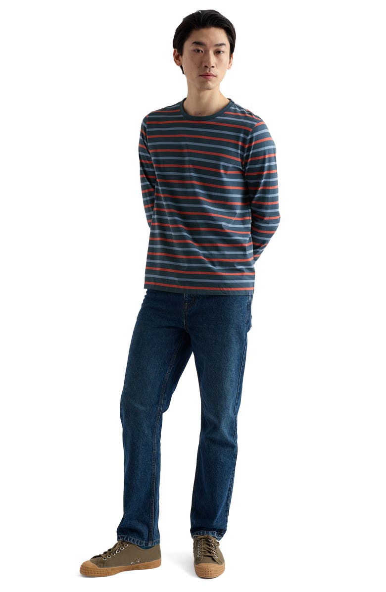 Seasalt Cornwall Sailor Stripe Long Sleeve Organic Cotton T-Shirt, Alternate, color, Sea Storm Dusty Copper