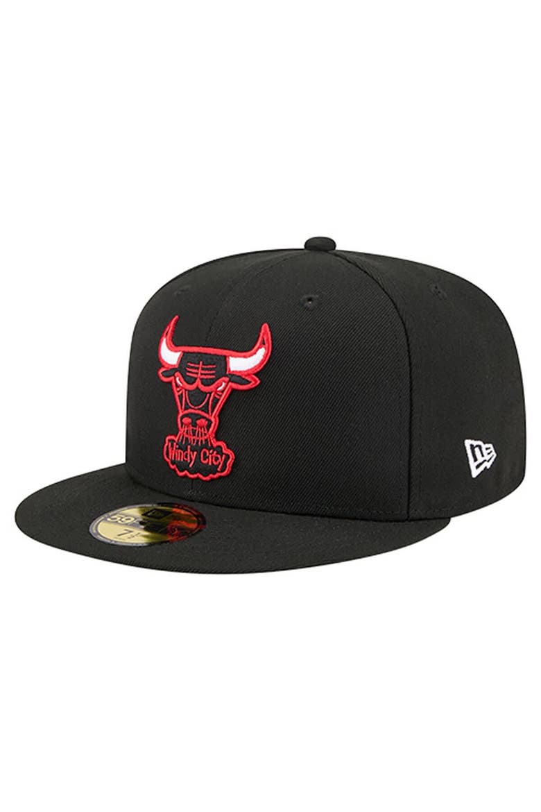 Men's New Era  Black Chicago Bulls Core Logo 59FIFTY Fitted Hat, Main, color, Black