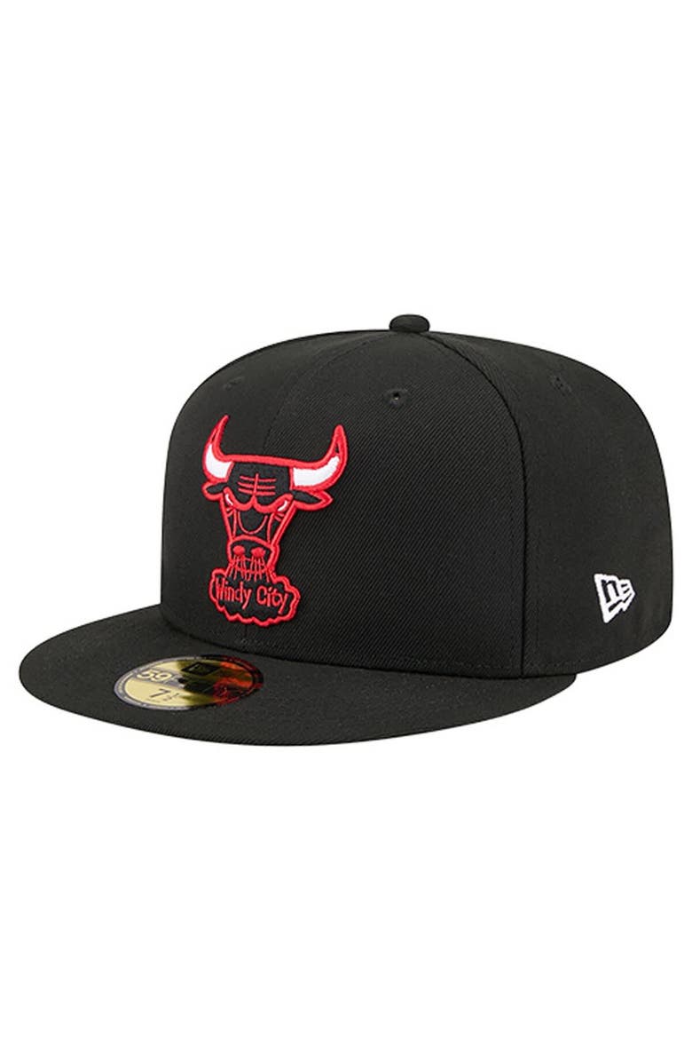 New Era Men
s New Era  Black Chicago Bulls Core Logo 59FIFTY Fitted Hat, Main, color, Black