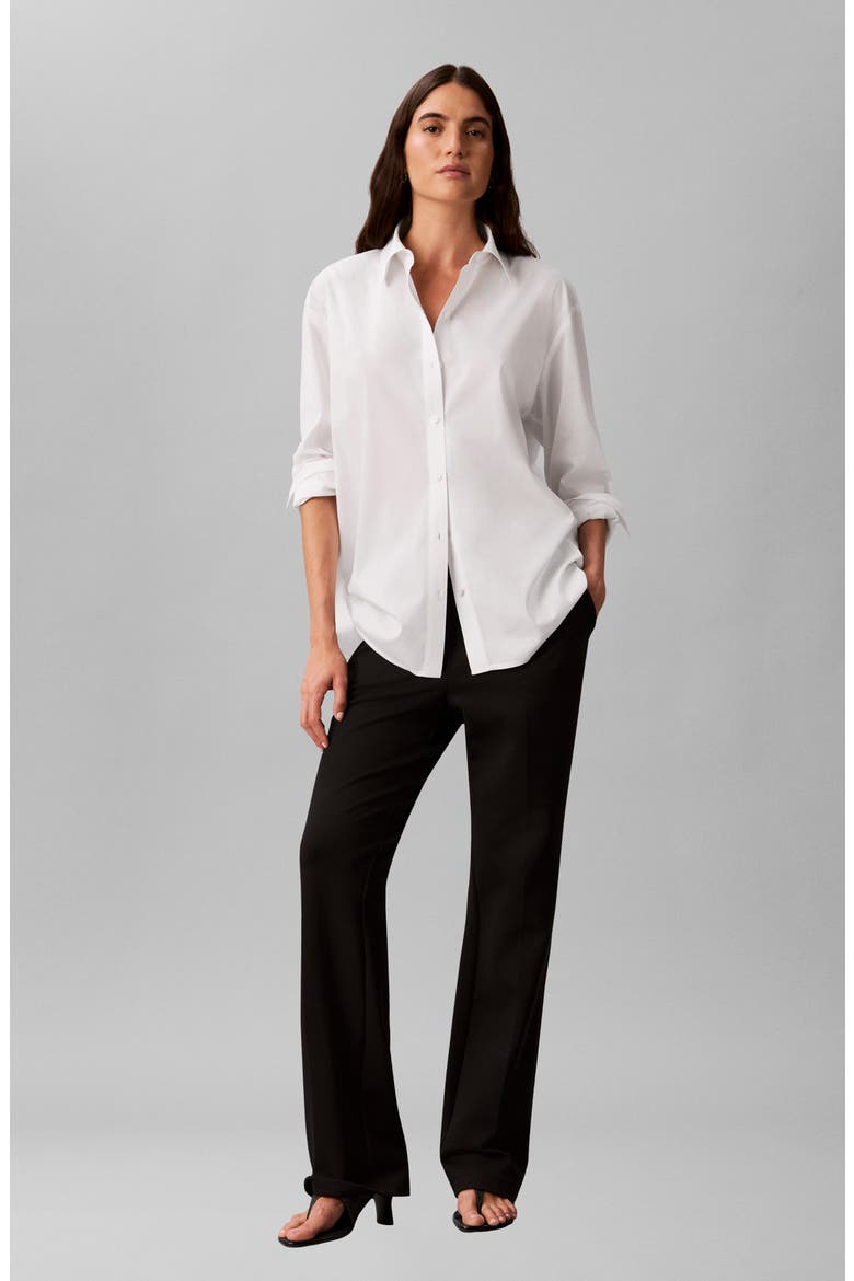 Solid Poplin Straight Hem Shirt, Alternate, color, PHOTO WHITE