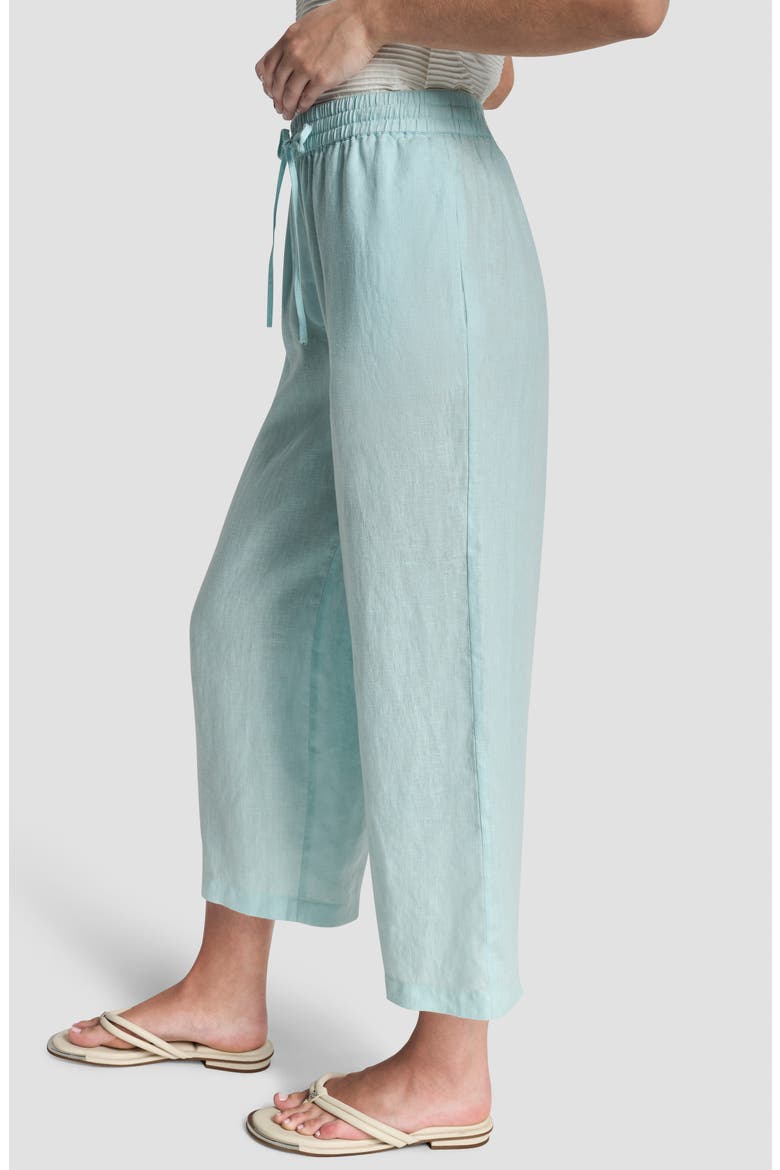 Drawstring Crop Linen Pants, Alternate, color, AQUA