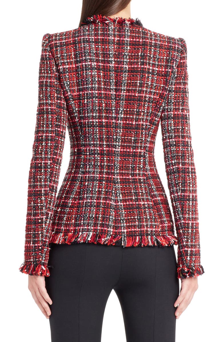 McQueen Alexander McQueen Frayed Artisan Tweed Jacket, Alternate, color, 