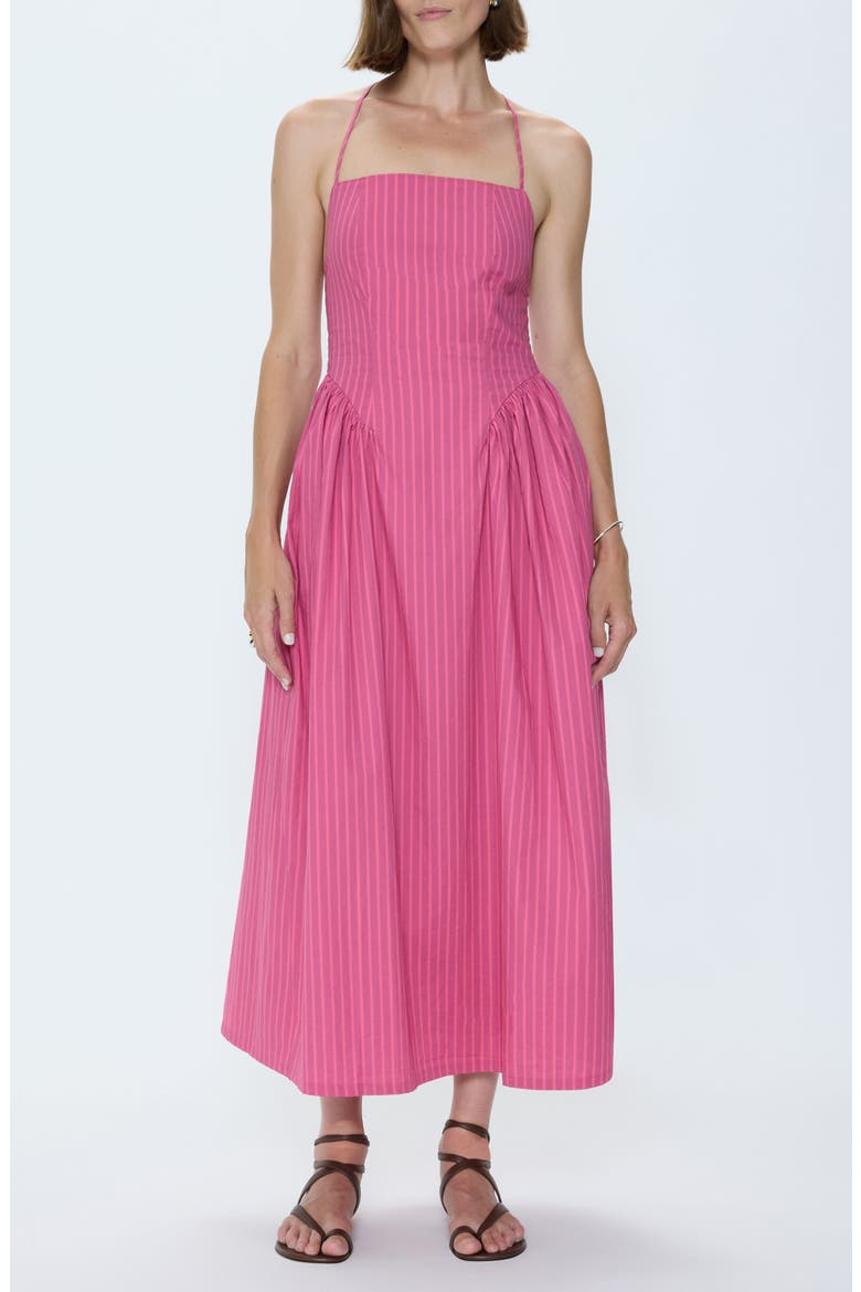 Sadee Stripe Crossback Midi Dress, Main, color, MAGENTA STRIPE