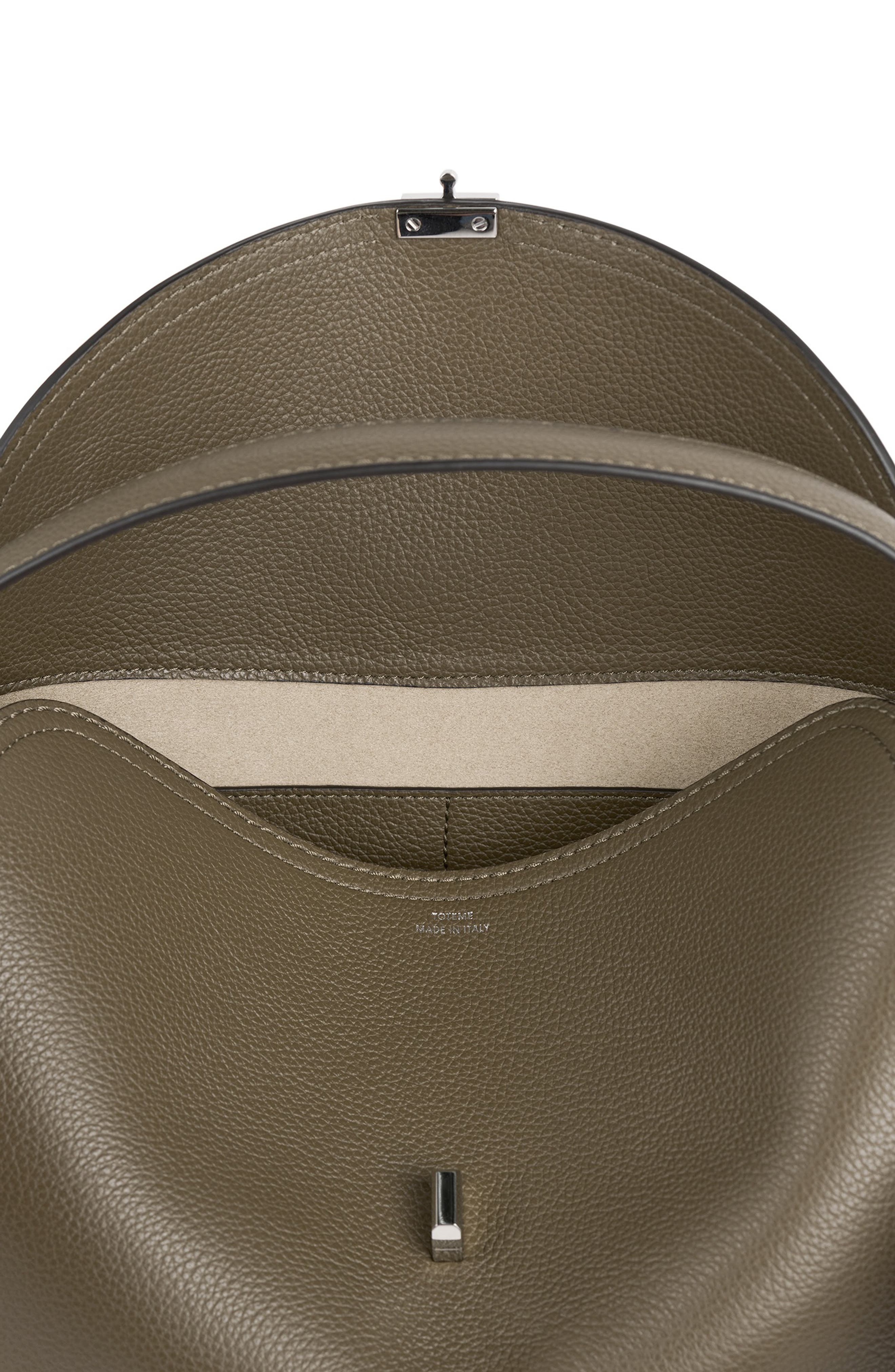 T-Lock Grained Leather Top Handle Bag, Alternate, color, DARK TAUPE