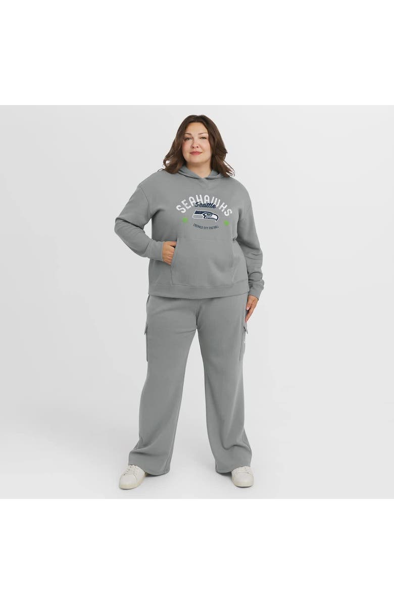 WEAR by Erin Andrews Women's WEAR by Erin Andrews Gray Seattle Seahawks Plus Size Waffle-Knit Long Sleeve Hooded Shirt & Pants Lounge Set, Main, color, Gray