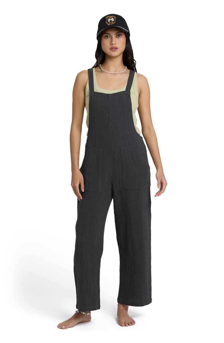 Billabong Pacific Time Cotton Gauze Jumpsuit, Alternate, color, Black Sands