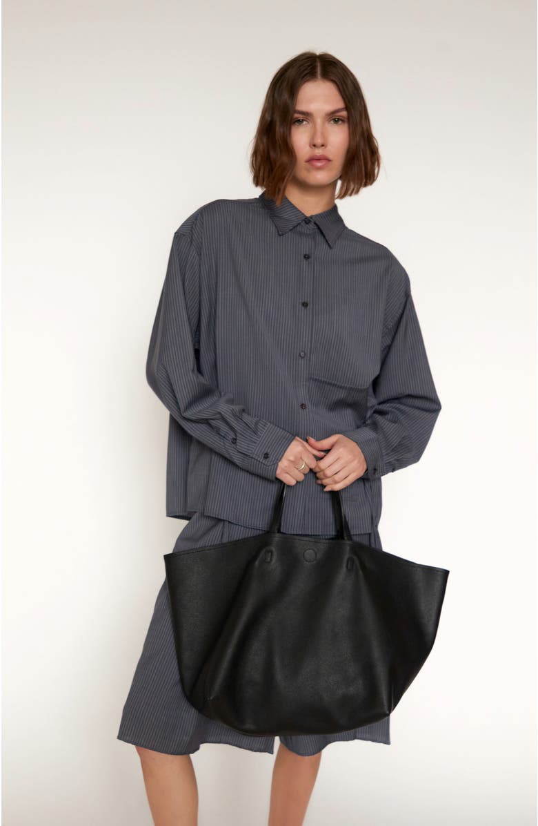 HYER GOODS Leather Mercato Soft Tote, Alternate, color, Black