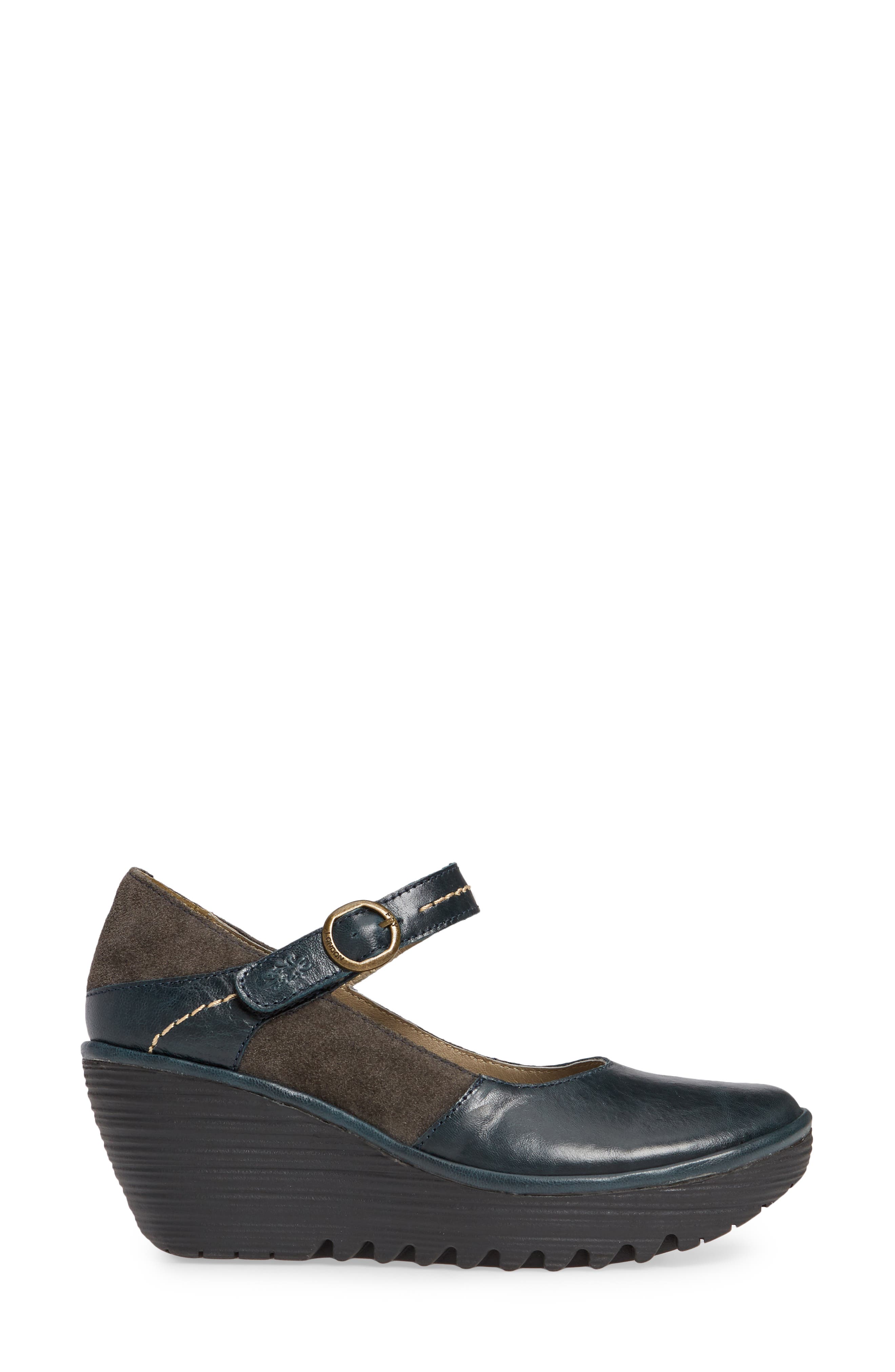 Yuko Wedge Mary Jane Pump, Alternate, color, DARK PETROL/ DIESEL LEATHER