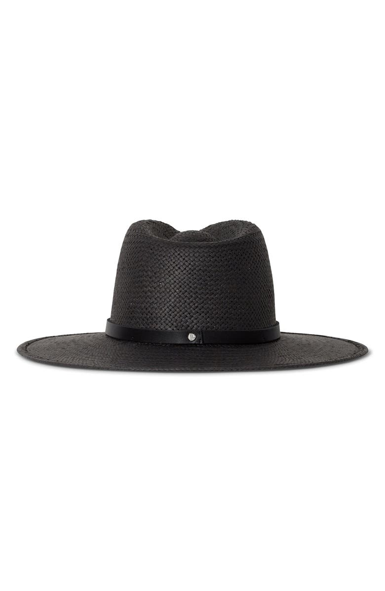 Janessa Leoné Sherman Packable Straw Fedora, Alternate, color, Black