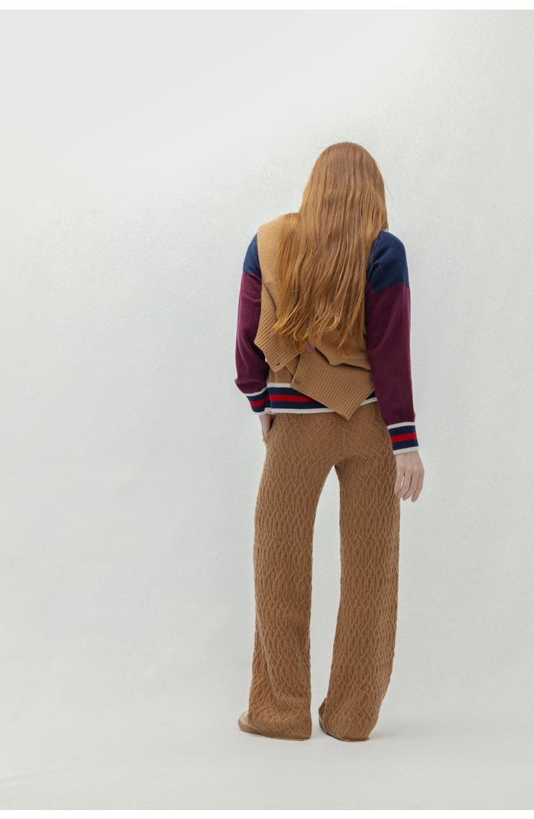 NAKED CASHMERE Cableknit Wide Leg Pant, Alternate, color, Haystack