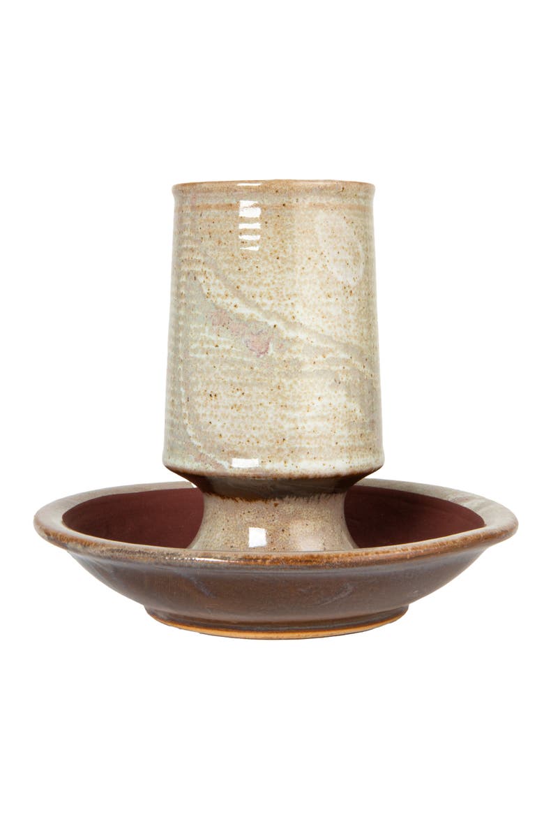 Stoneware Match Holder with Striker Plate and Reactive Glaze, Grey, Alternate, color, Grey