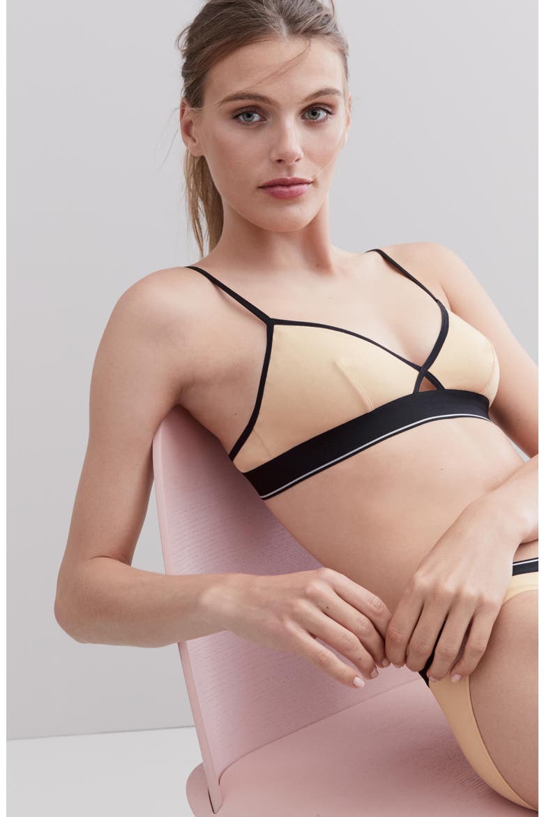 Eliza Cutout Bralette, Main, color, TAWNY SAND STRIPE