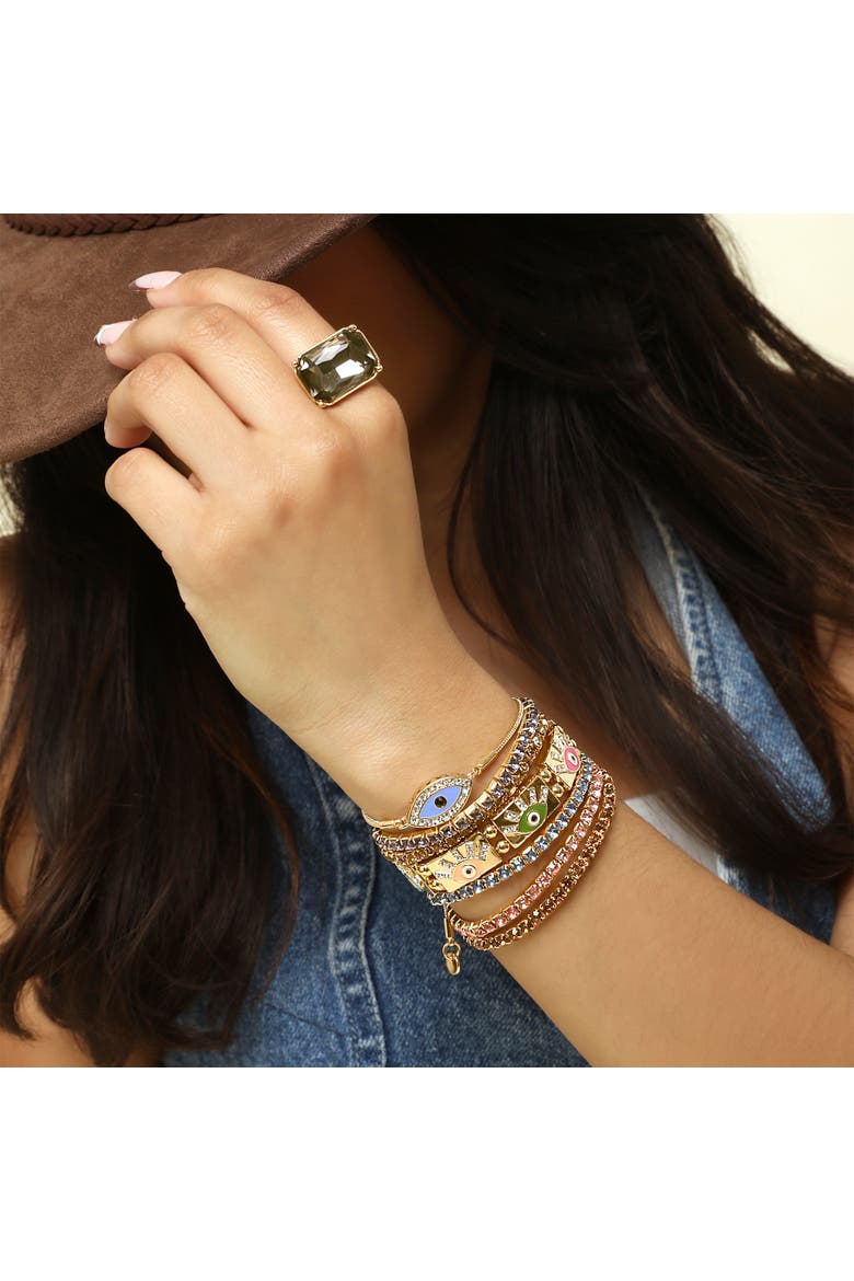 Gold-Tone Evil Eye Bracelet, Alternate, color, Gold