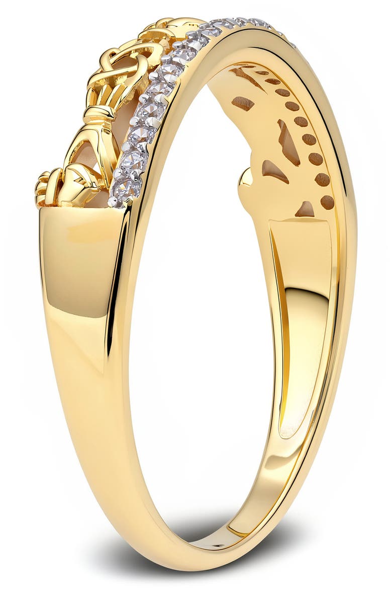 Cubic Zirconia Claddagh Band Ring, Alternate, color, GOLD