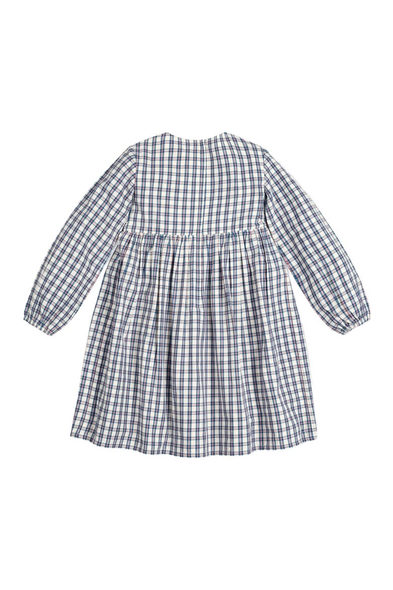Girls' Organic Smocked Long Sleeve Dress, Kids, Alternate, color, Ivory and Blue Check