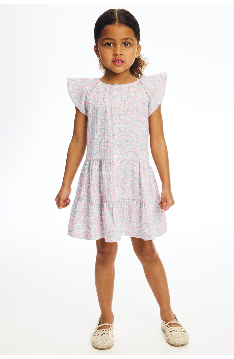 H&M Tiered seersucker dress, Main, color, White/Pink Floral