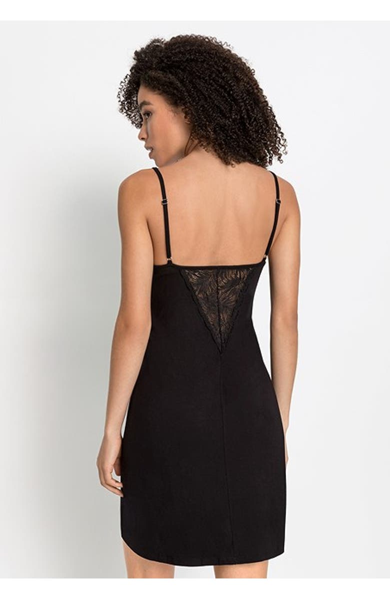 LASCANA Women's Lace Detail Nightgown, Alternate, color, Black