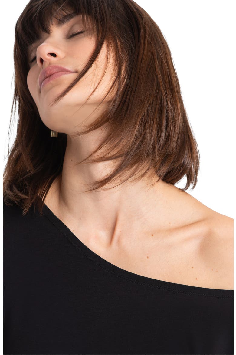 Elena One-Shoulder Jersey Top, Alternate, color, BLACK