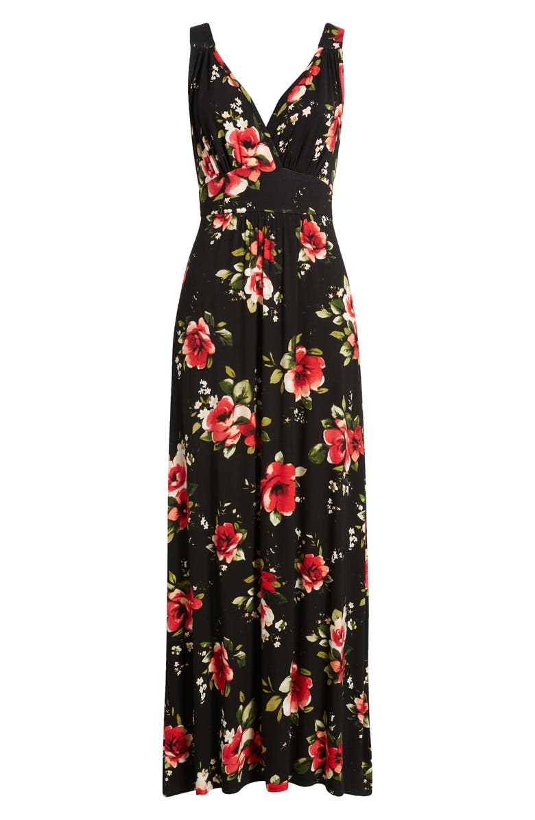 Loveappella Print Empire Sleeveless Maxi Dress, Alternate, color, Black Red