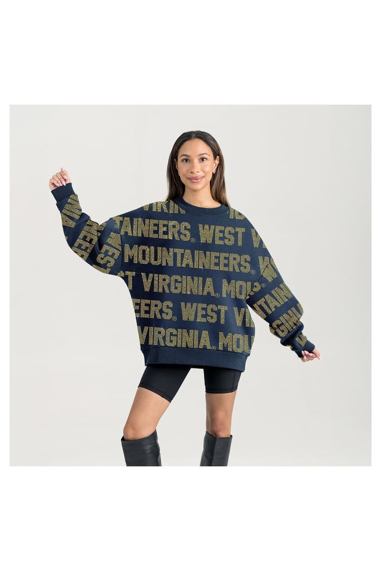 Women's Gameday Couture  Navy West Virginia Mountaineers Oversized Hype Era Sweatshirt, Alternate, color, Navy