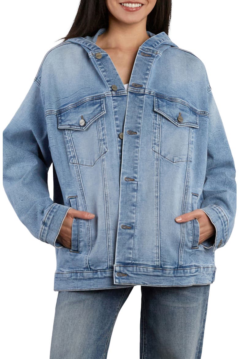 Hooded Denim Trucker Jacket, Main, color, STREET DENIM