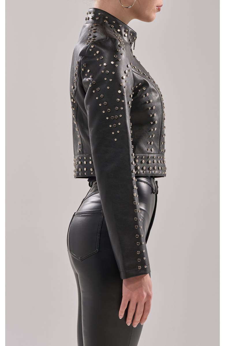 AZALEA WANG Silvina Studded Vegan Leather Jacket, Alternate, color, Black