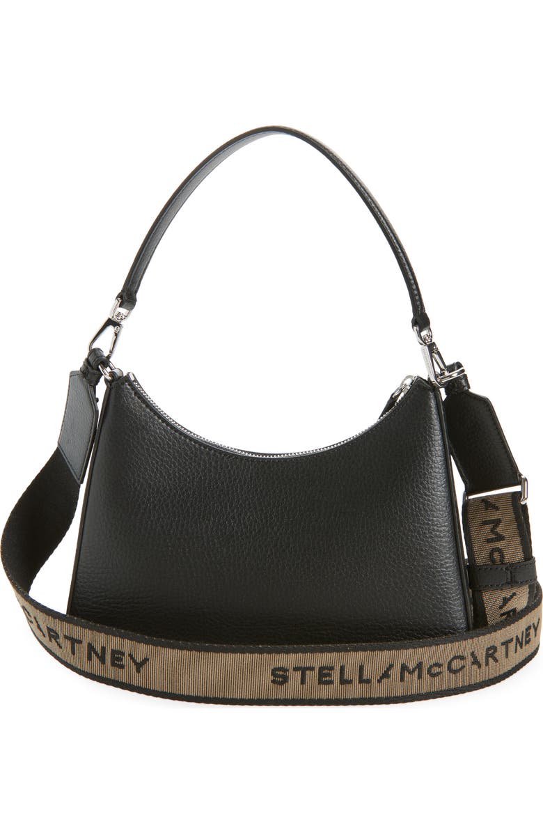 Stella McCartney Small Studded Logo Faux Leather Shoulder Bag, Alternate, color, Black