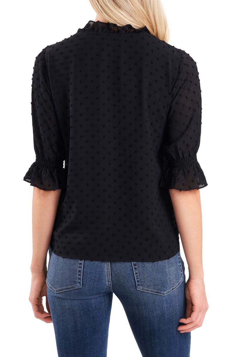 CeCe Clip Dot Tie Front Top, Alternate, color,