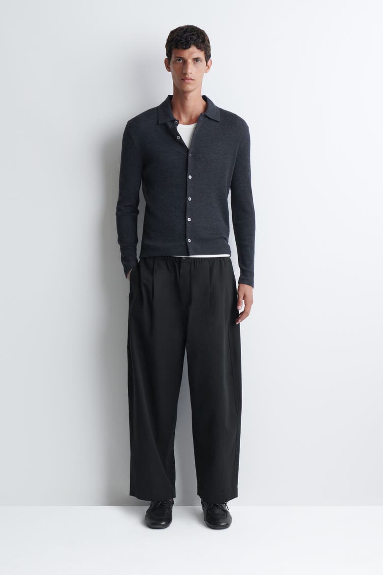 Slim Ribbed Wool Shirt, Alternate, color, NAVY