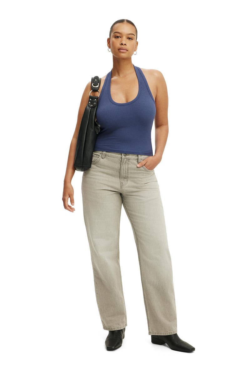 Women's Rib Scoop Halter, Alternate, color, Oxford Blue