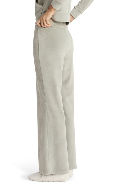 Shop Mango Stretch Velour Pants In Aqua Green