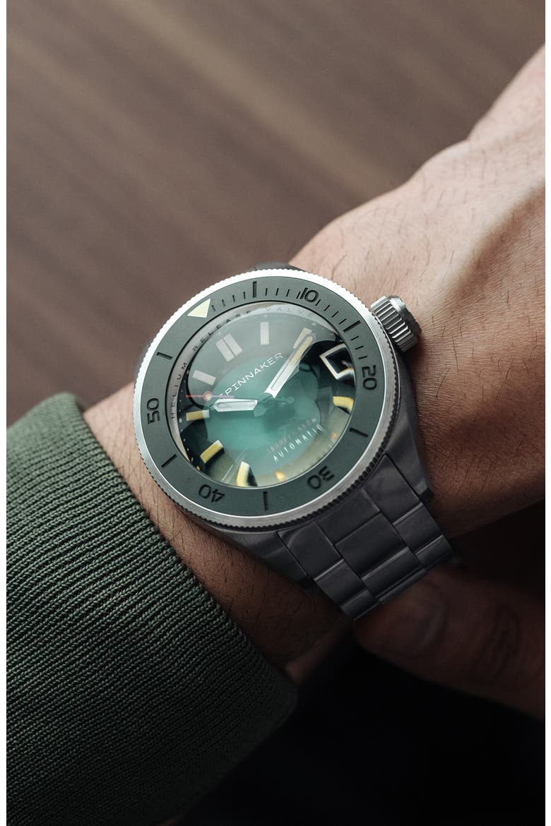 Piccard Automatic Bracelet Watch, 45mm, Alternate, color, GREEN
