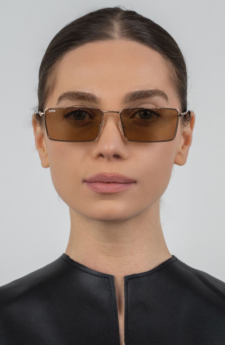 OTRA EYEWEAR Margo Rectangular Sunglasses, Alternate, color, Gold/ Brown
