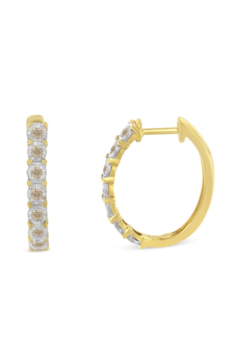 10KT Two-Toned Gold Diamond Hoop Earring, Alternate, color, Yellow