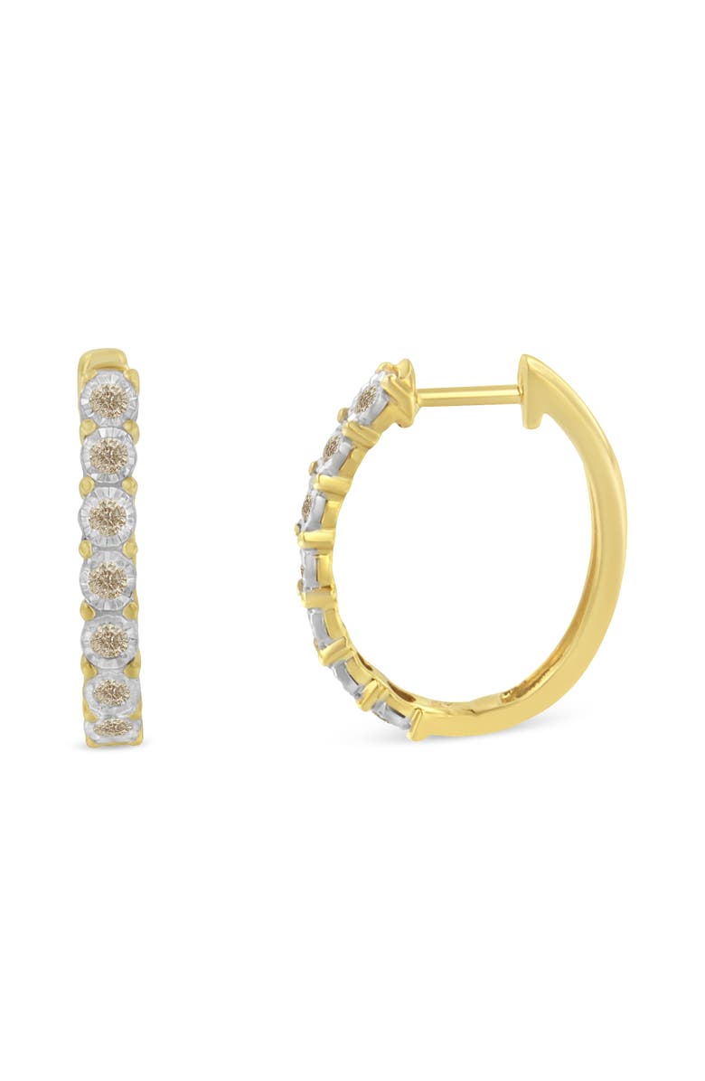 Haus of Brilliance 10KT Two-Toned Gold Diamond Hoop Earring, Alternate, color, Yellow