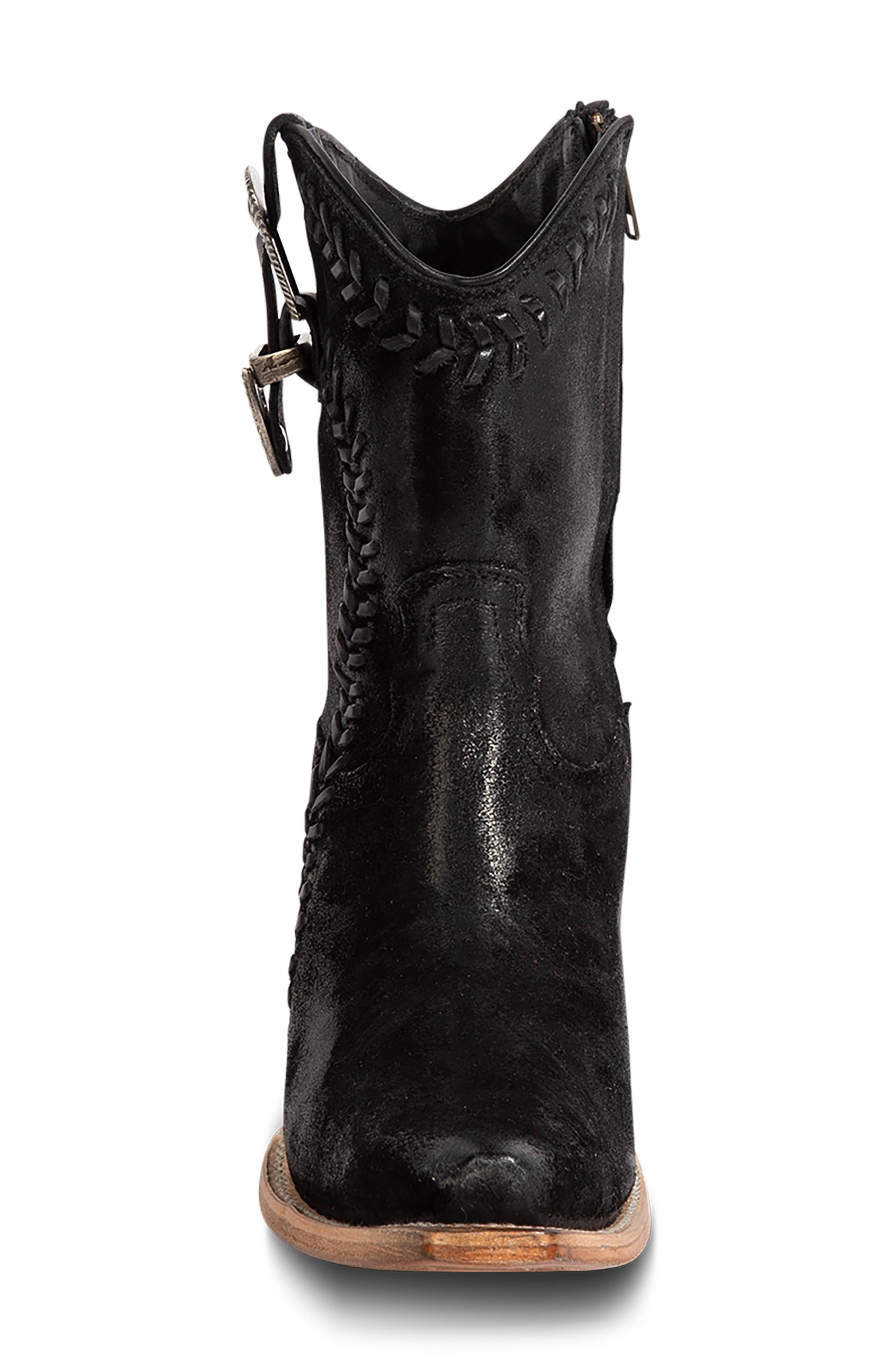 Freya Leather Western Bootie, Alternate, color, BLACK SUEDE