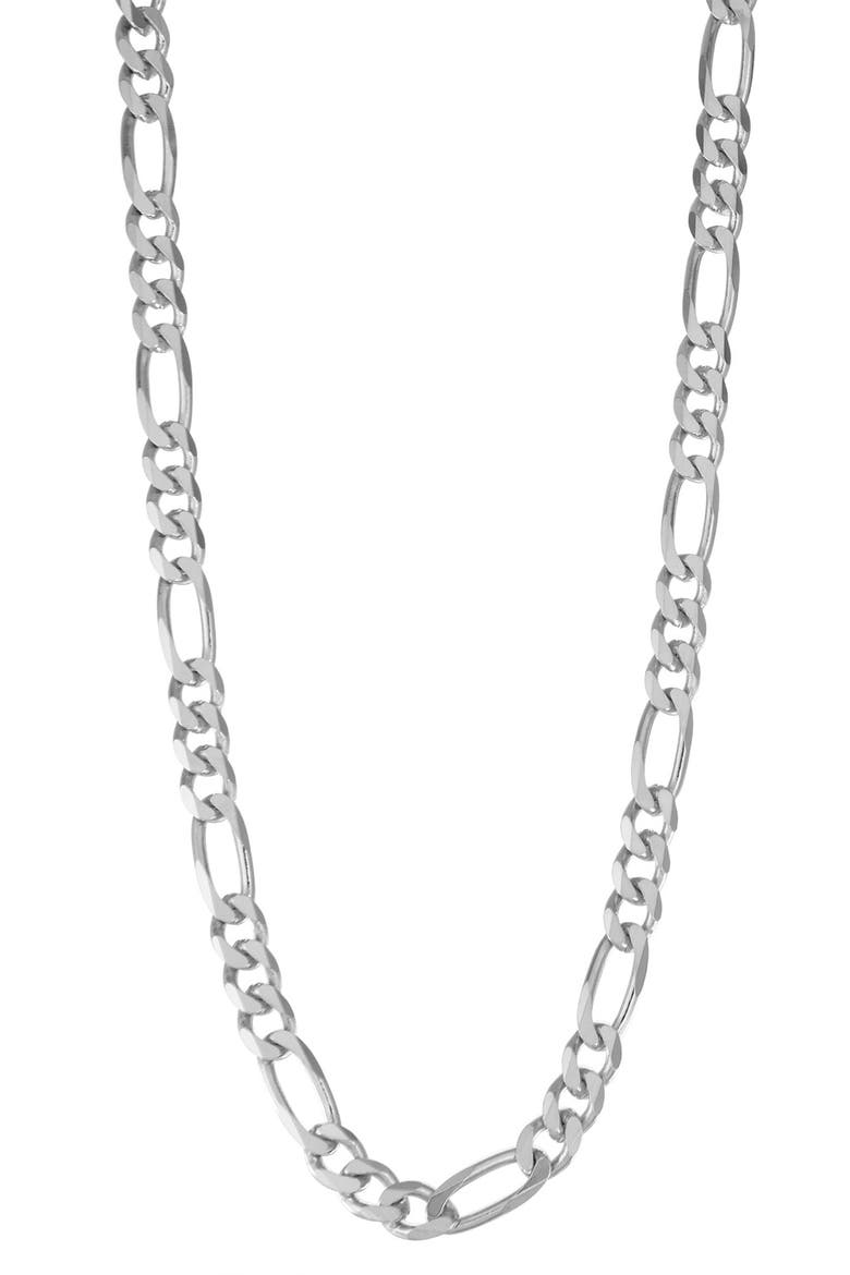Sterling Silver Figaro Chain Necklace, Main, color, WHITE