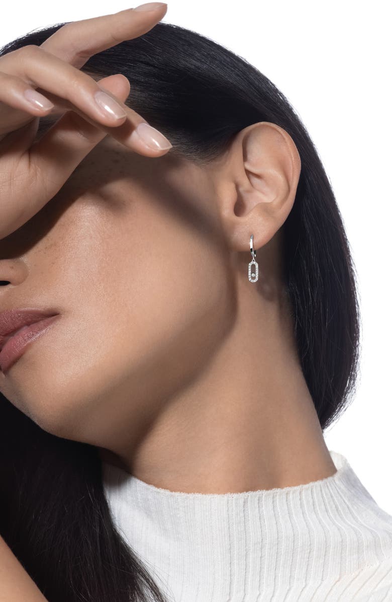 Messika Move Uno Mismatched Pavé Diamond Drop Earrings, Alternate, color, White Gold