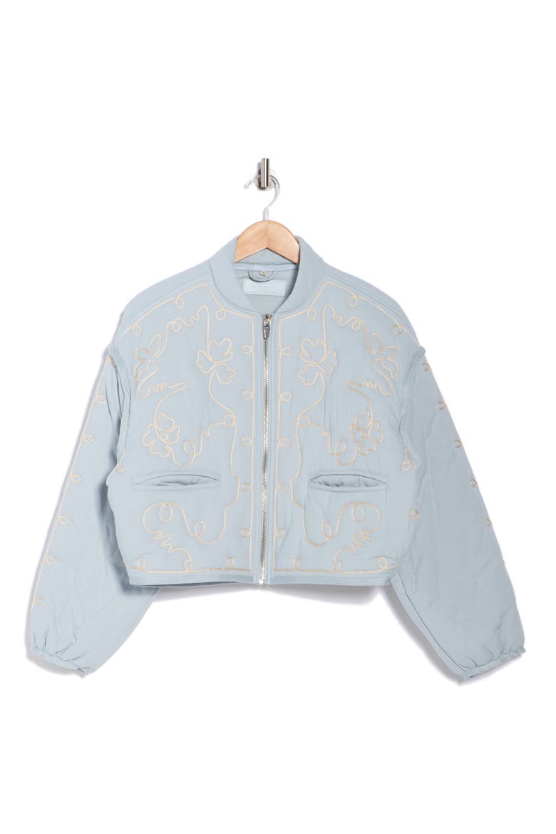 Embroidered Quilted Jacket, Alternate, color, BLUE SKIES