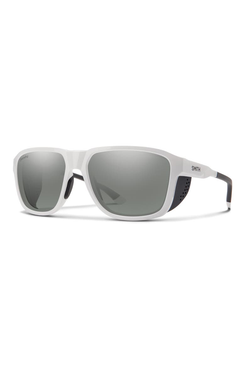 Embark 58mm ChromaPop™ Polarized Square Sunglasses, Alternate, color, WHITE / PLATINUM MIRROR