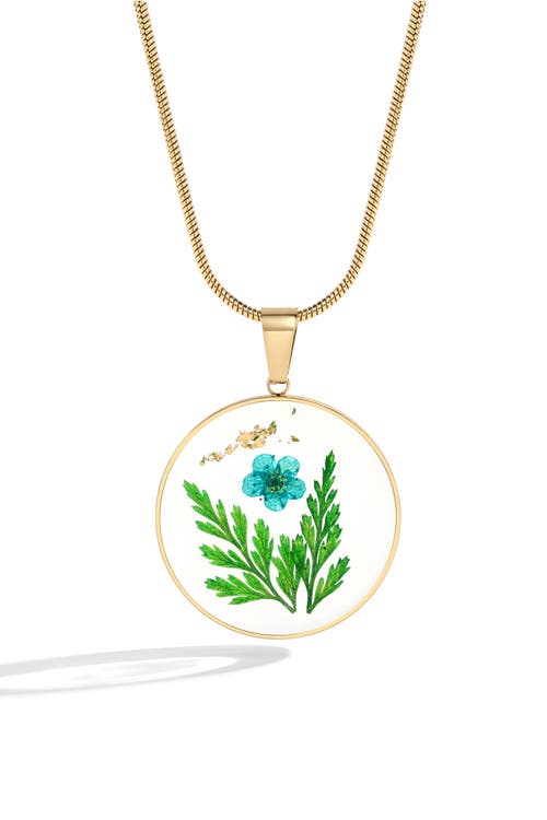 Mint & Lily Pressed Birth Flower Necklace In Metallic