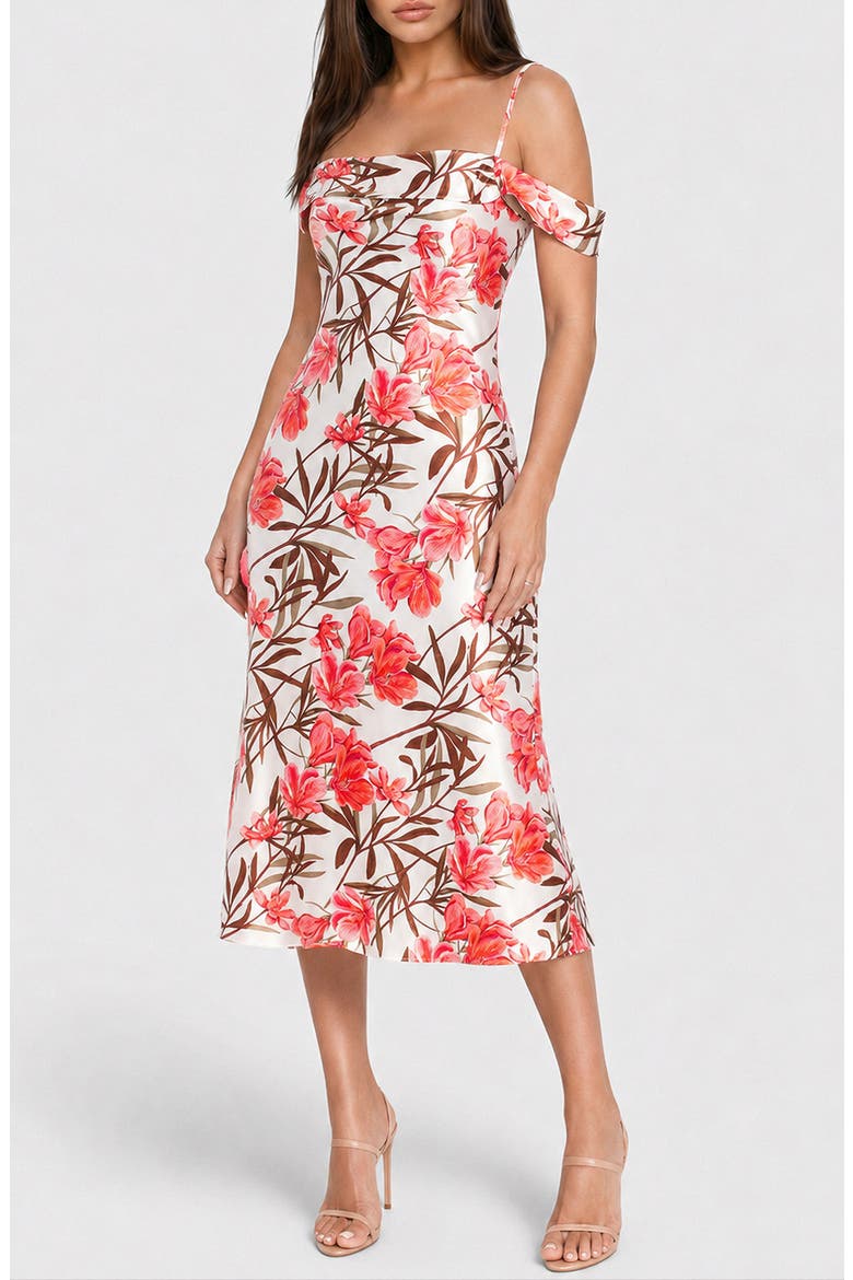 Satin Drape Midi Slipdress, Alternate, color, PINK MULTI