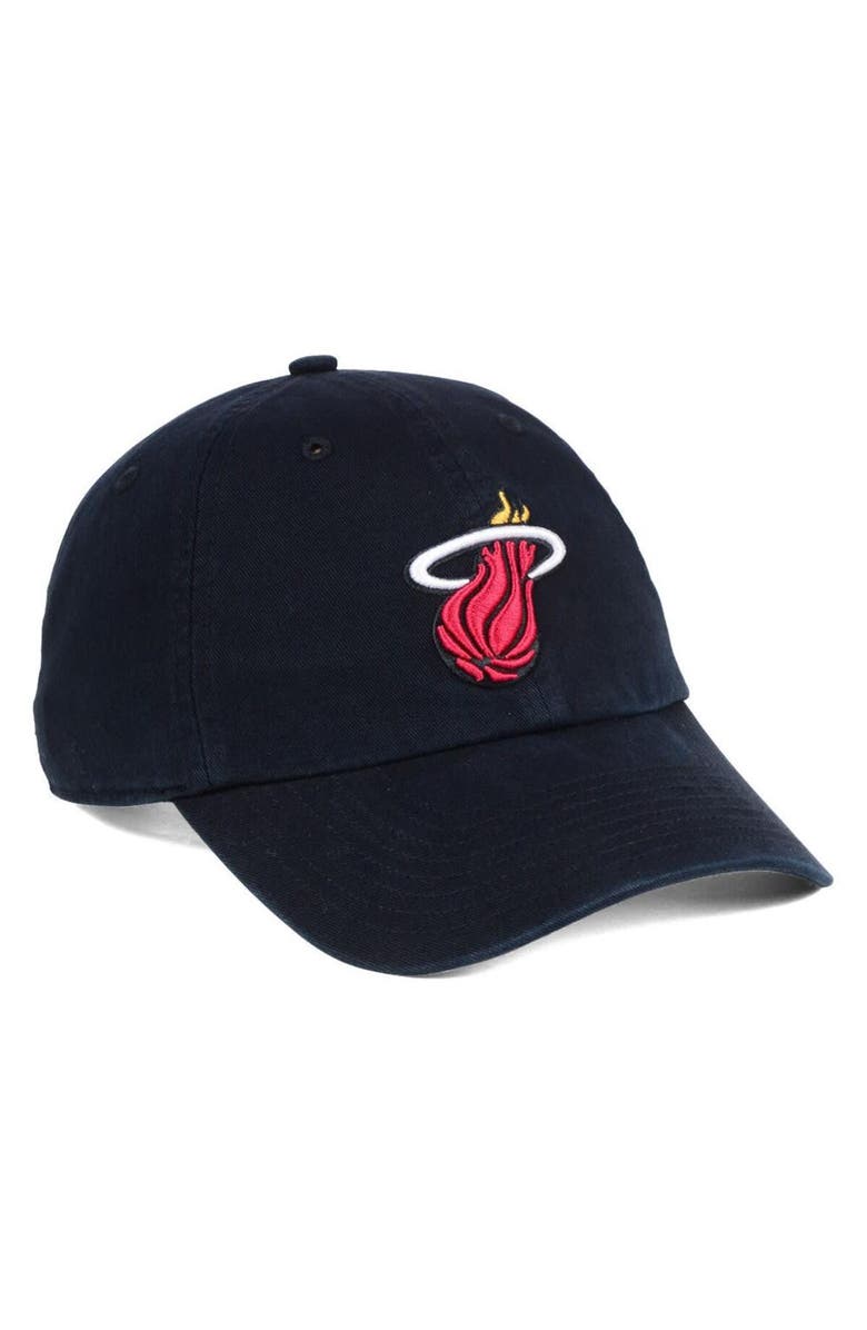 '47 Men's '47 Black Miami Heat Clean Up Adjustable Hat, Alternate, color, Black
