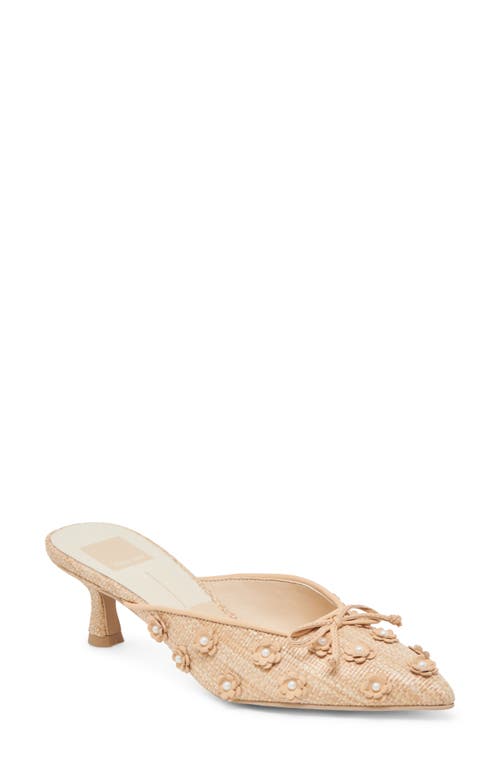 Dolce Vita Camilo Light Natural Raffia Kitten Heel Mule Pumps In Light Natural Raffia