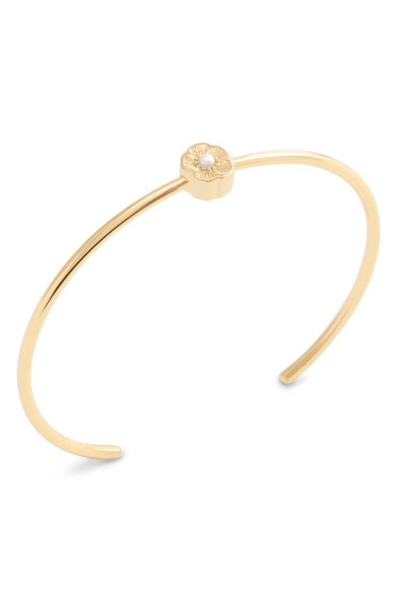 COACH Faux Pearl Tearose Thin Cuff Bracelet, Main, color,