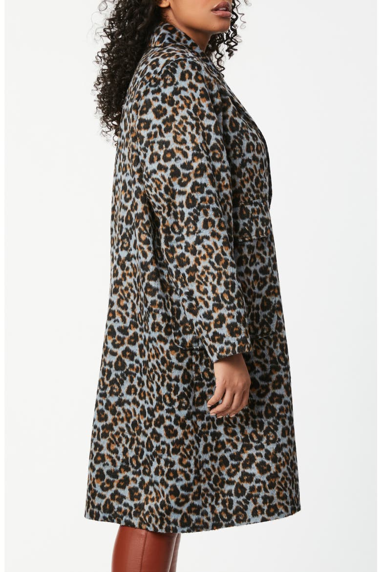 Relaxed Fit Animal Print Coat, Alternate, color, BLUE BROWN ANIMAL