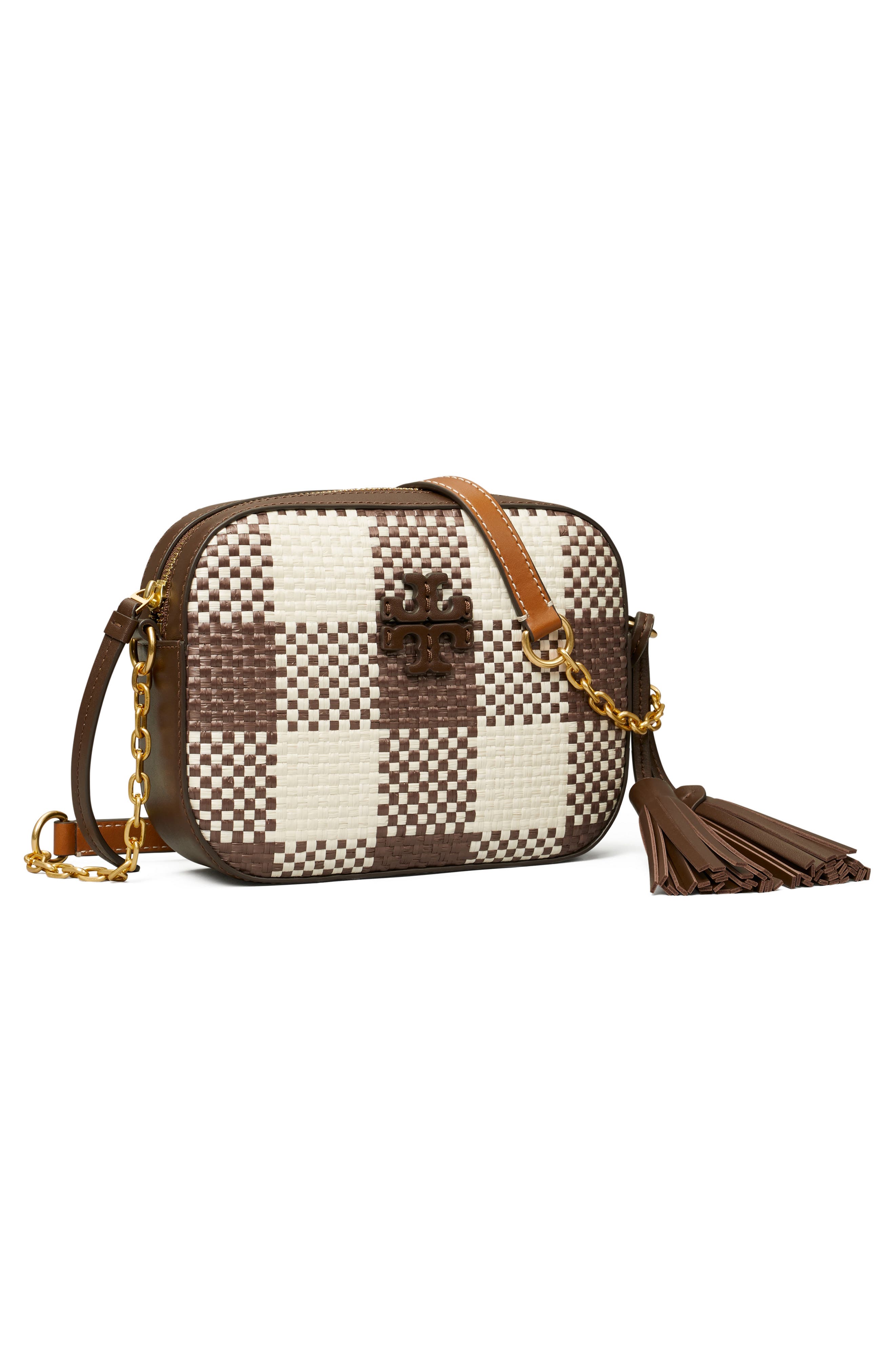 Tory Burch McGraw Woven Plaid Camera Bag, Alternate, color, 