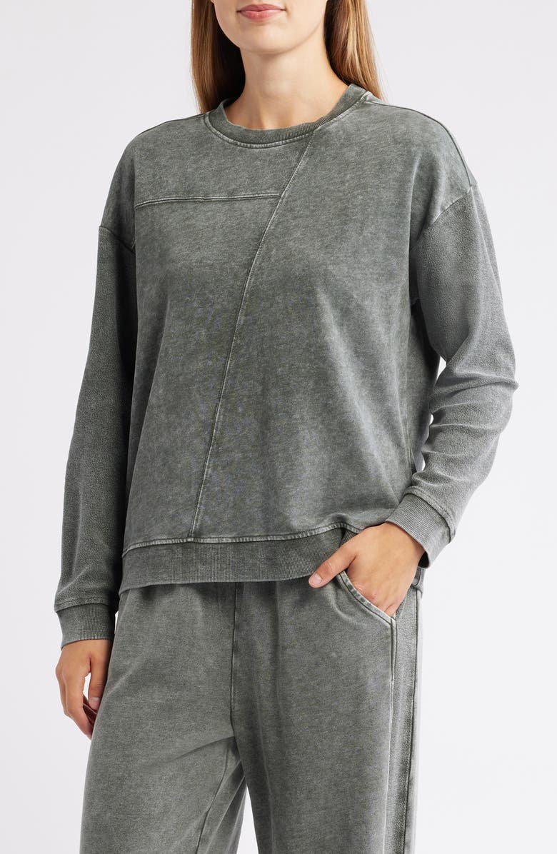 CITY BLUES Reverse French Terry Spliced Sweatshirt, Main, color, Spruce